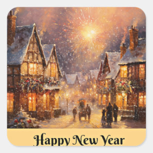 Frohes Neujahrsfest Quadratischer Aufkleber