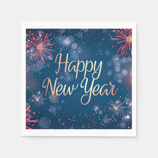 Frohes Neujahrspapier Napkin Serviette (Vorderseite)