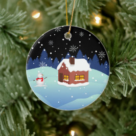 Frohes New Year Keramik Ornament