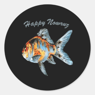 Frohes Nowruz Shubunkin Goldfisch Persisches Neuja Runder Aufkleber