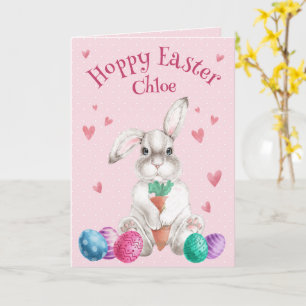 FROHES OSTERN Aquarell-Hase Personalisiert Karte
