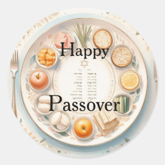 Frohes Pessach Seder Teller - Minimalistisches Mod Runder Aufkleber