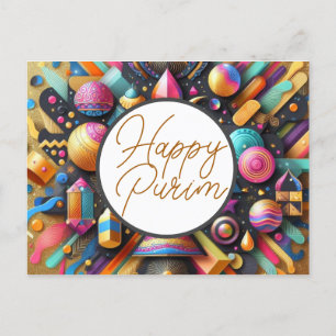Frohes Purim Jüdische Wünsche Mehrfarbige Party-De Postkarte