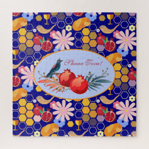 Frohes Rosh Hashanah jüdisches Neujahr Blumenmuste