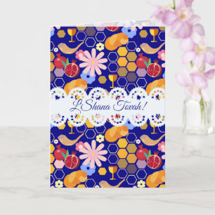 Frohes Rosh Hashanah Jüdisches Neujahr Florales Mu Karte