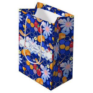 Frohes Rosh Hashanah jüdisches Neujahrs-Blumenmust Mittlere Geschenktüte