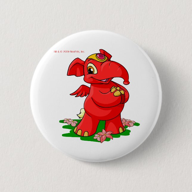 Frohes rotes Elephante in Shenkuu Button (Vorderseite)