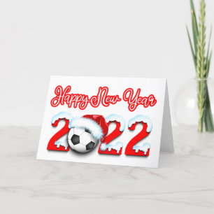 Frohes Schneebedecktes Neues Jahr 2022 Fußball Feiertagskarte