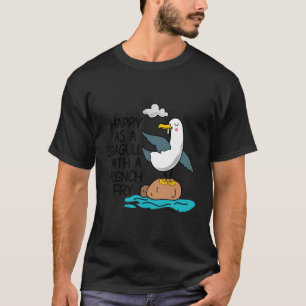 Frohes Seagull mit französischen Fry Funny Bird Fr T-Shirt