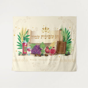 Frohes SHAVUOT-Dekorationsornament sieben Arten Wandteppich