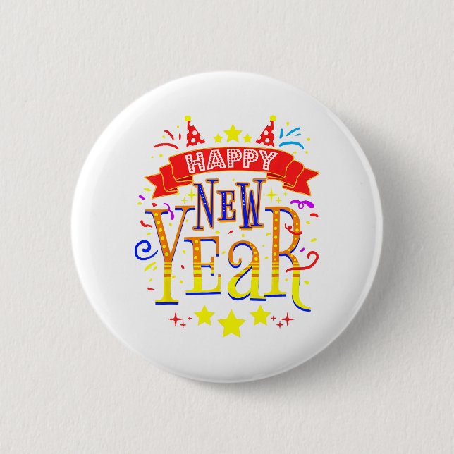 Frohes Silvesterabend Party 2025 Button (Vorderseite)