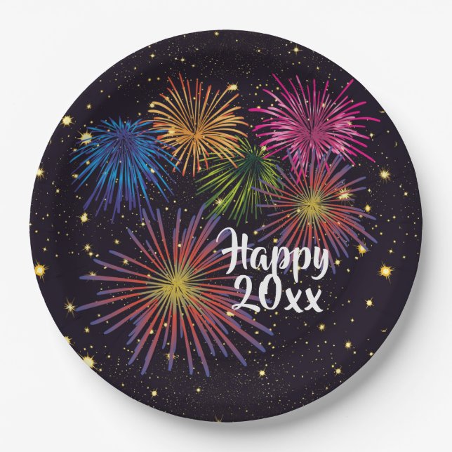Frohes Silvesterabend-Party-Teller Pappteller (Vorderseite)