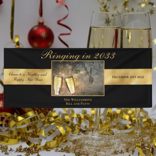Frohes Silvesterfest im Schwarzen Gold Banner (Von Creator hochgeladen)