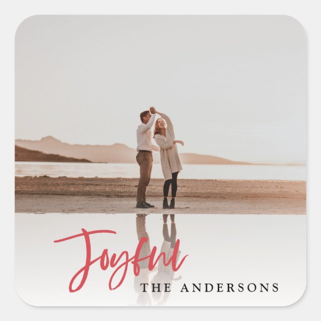 Frohes Skripttext-Feiertag Weihnachten Quadratischer Aufkleber (Vorderseite)