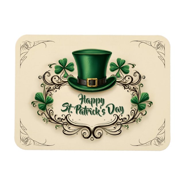 Frohes St. Patrick’s Day Kleeblatt-Design Magnet (Horizontal)