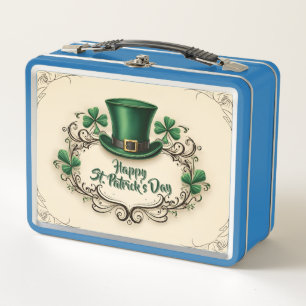 Frohes St. Patrick’s Day Kleeblatt-Design Metall Brotdose