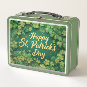 Frohes St. Patrick’s Day Kleeblatt-Design Metall Brotdose