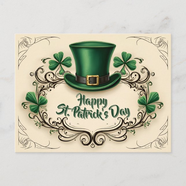 Frohes St. Patrick’s Day Kleeblatt-Design Postkarte (Vorderseite)