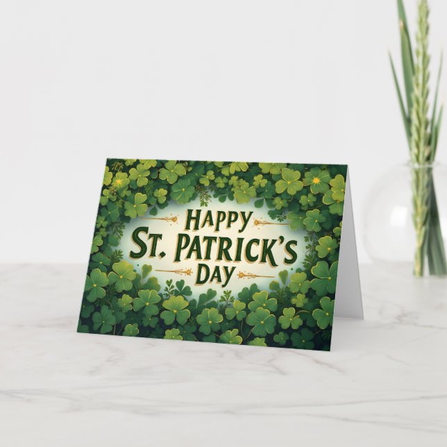Frohes St. Patrick’s Day Kleeblatt Kunst Karte (Vorderseite)