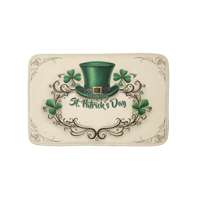 Frohes St. Patrick’s Day Shamrock-Design Badematte (Vorderseite)
