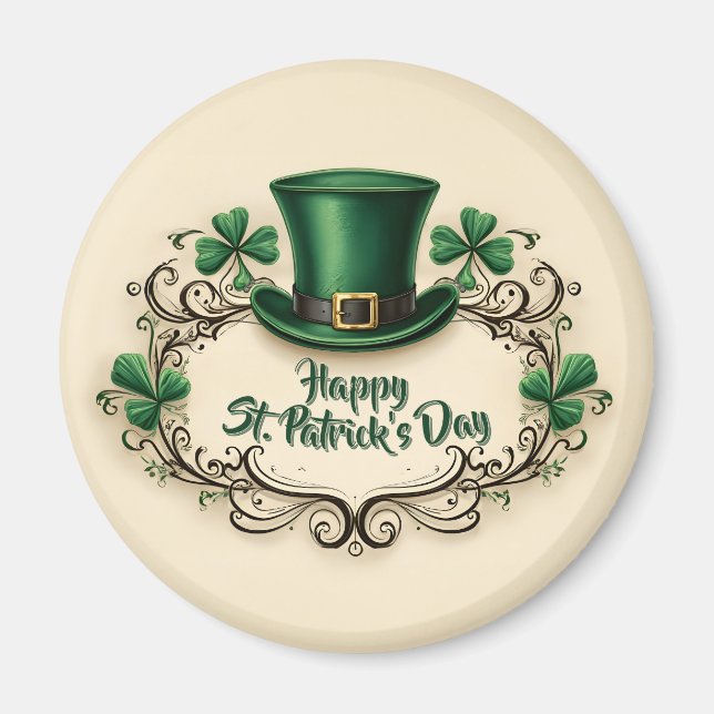Frohes St. Patrick’s Day Shamrock-Design Magnet (Vorne)