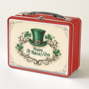 Frohes St. Patrick’s Day Shamrock-Design Metall Brotdose