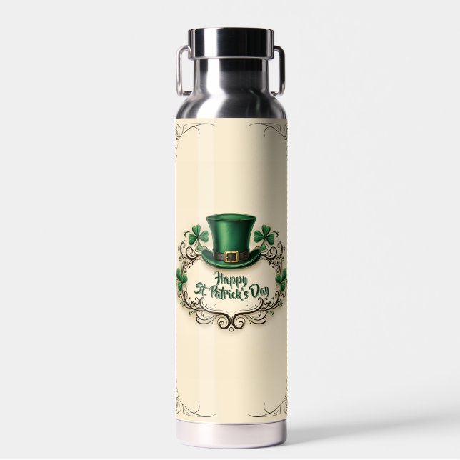 Frohes St. Patrick’s Day Shamrock-Design Trinkflasche (Vorne)