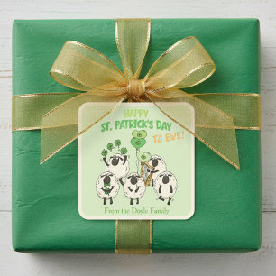 Frohes St. Patrick's Day an euch irische Schafe Quadratischer Aufkleber