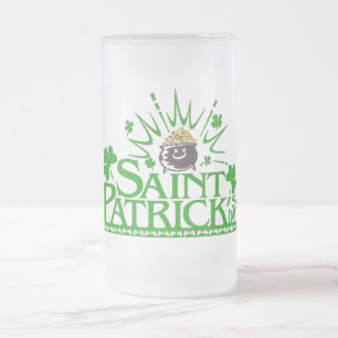 Frohes St. Patrick's Day Frosted Glass Stein Mattglas Bierglas