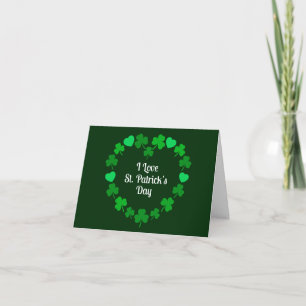 Frohes St. Patrick's Day Kleeblatt- und Herz-Kranz Karte