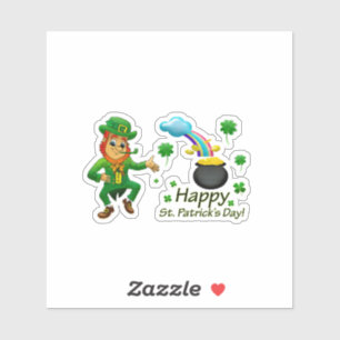 Frohes St. Patrick's Day Leprechaun Regenbogen  Aufkleber