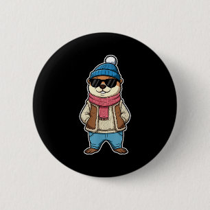 Frohes Tag des Murmeltiers Schatten Süßer Murmelti Button