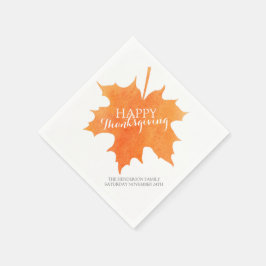 Frohes Tanksgiving Aquarellblätternapkins Serviette