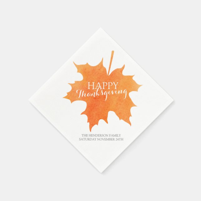 Frohes Tanksgiving Aquarellblätternapkins Serviette (Ecke)