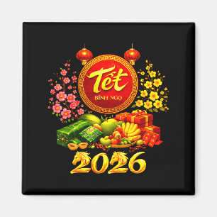 Frohes Tet 2026 Jahr des Pferdes Vietnamesisches T Magnet