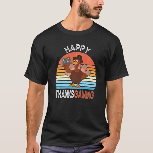 Frohes Thanksgaming Süßer Videospielcontroller Als T-Shirt (Vorderseite)