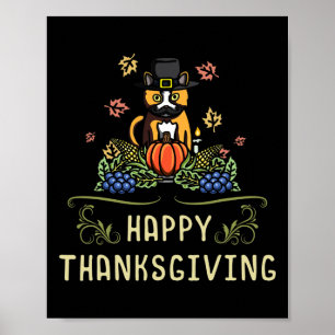 Frohes Thanksgiving Cat Owner Fest Herbstsaison Bl Poster