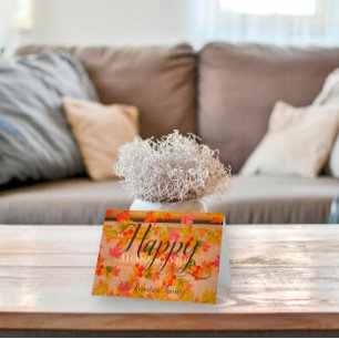 Frohes Thanksgiving Fall Maple Blätter auf Stallho Karte