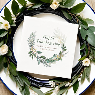 Frohes Thanksgiving Wassercolor Fall Foliage Wreat Serviette