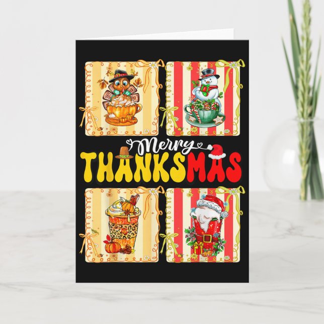 Frohes Thanksmas Kürbis Sce Latte Kaffee Thanksgiv Karte (Vorderseite)