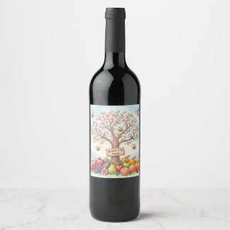 Frohes Tu B'Shevat – Farbige Blüten & Früchte Weinetikett