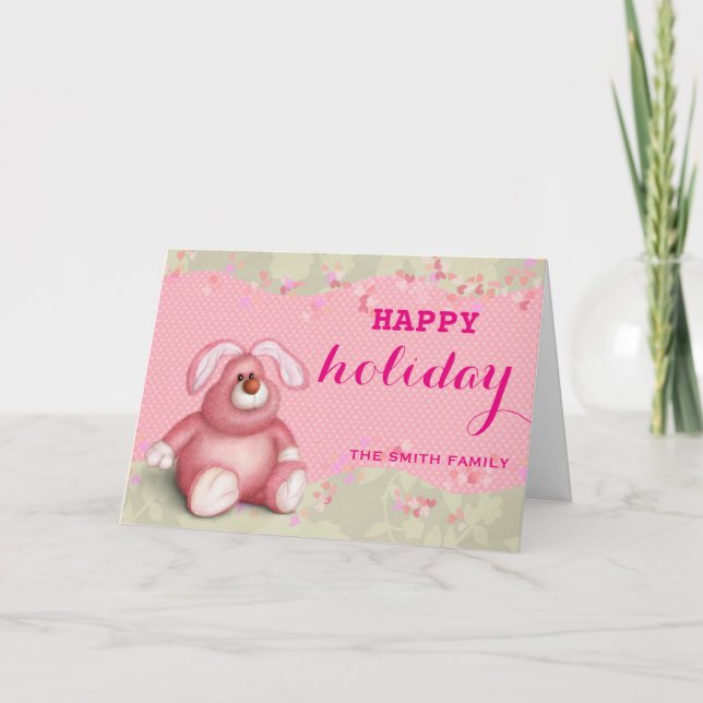 Frohes Urlaub Pink Kinder Teddy Weihnachten (Vorderseite)