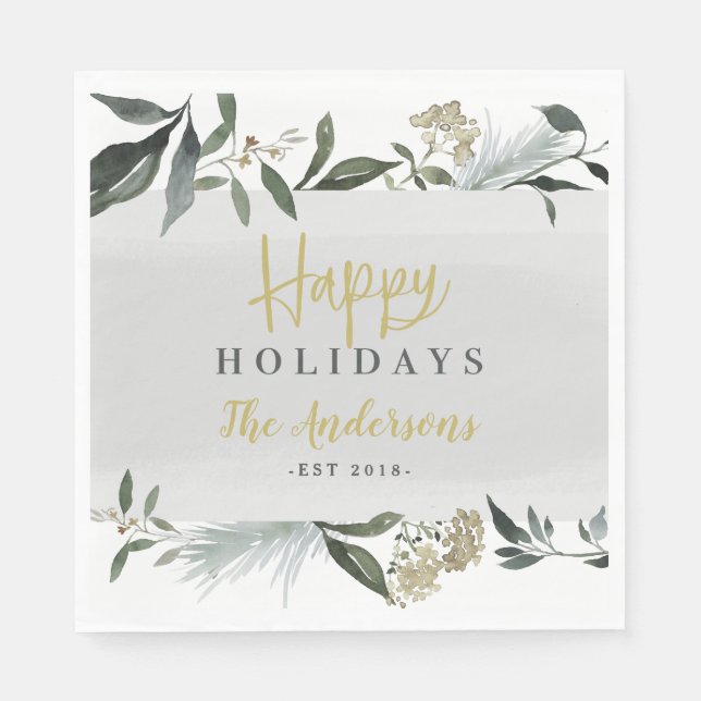 Frohes Urlaubserlebnis Aquarell Weihnachten Serviette (Vorderseite)
