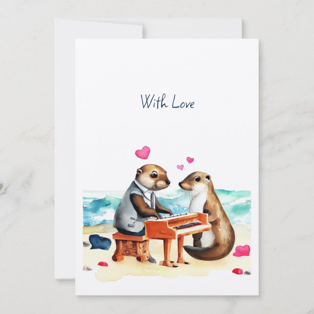 Frohes Valentins-Otter Feiertagskarte (Vorderseite)