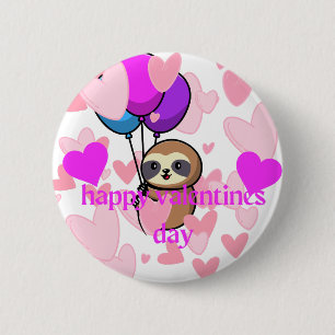 Frohes Valentinstag Faultier Button