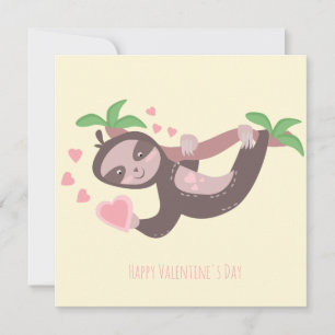 Frohes Valentinstag Faultier-Herzen-Illustration  Karte