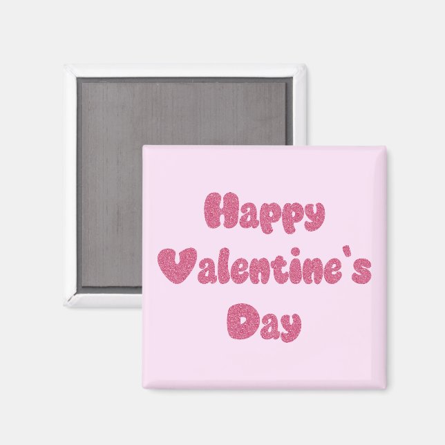 Frohes Valentinstag Glitter Magnet (Vorderseite/Rückseite)