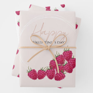 Frohes Valentinstag Himbeeren Wasserfarbe Geschenkpapier Set