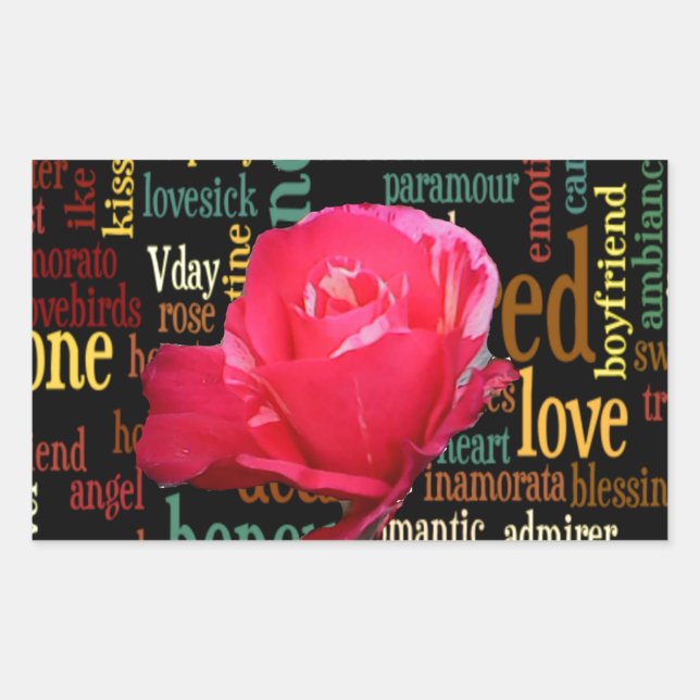 Frohes Valentinstag mit eleganten Rote Rosen Rechteckiger Aufkleber (Vorderseite)
