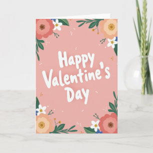 Frohes Valentinstag Rosa Blumenkarte Karte